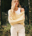 Knit cardigan sweater in yellow