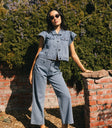 Wide legs denim in medium wash