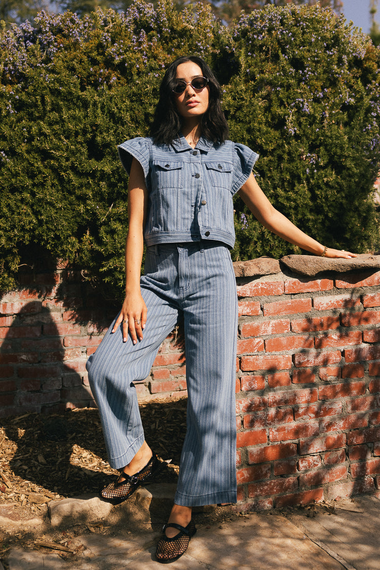 Striped denim pants
