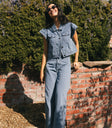Striped denim pants