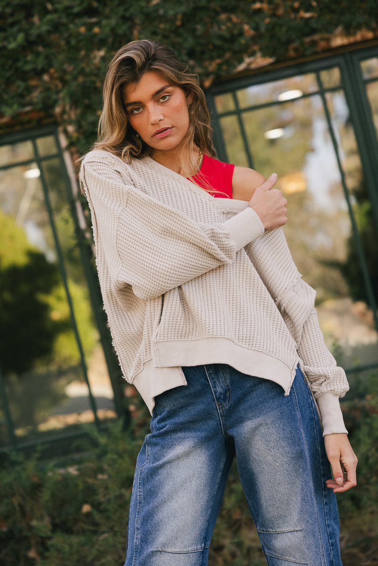 Knit top in tan