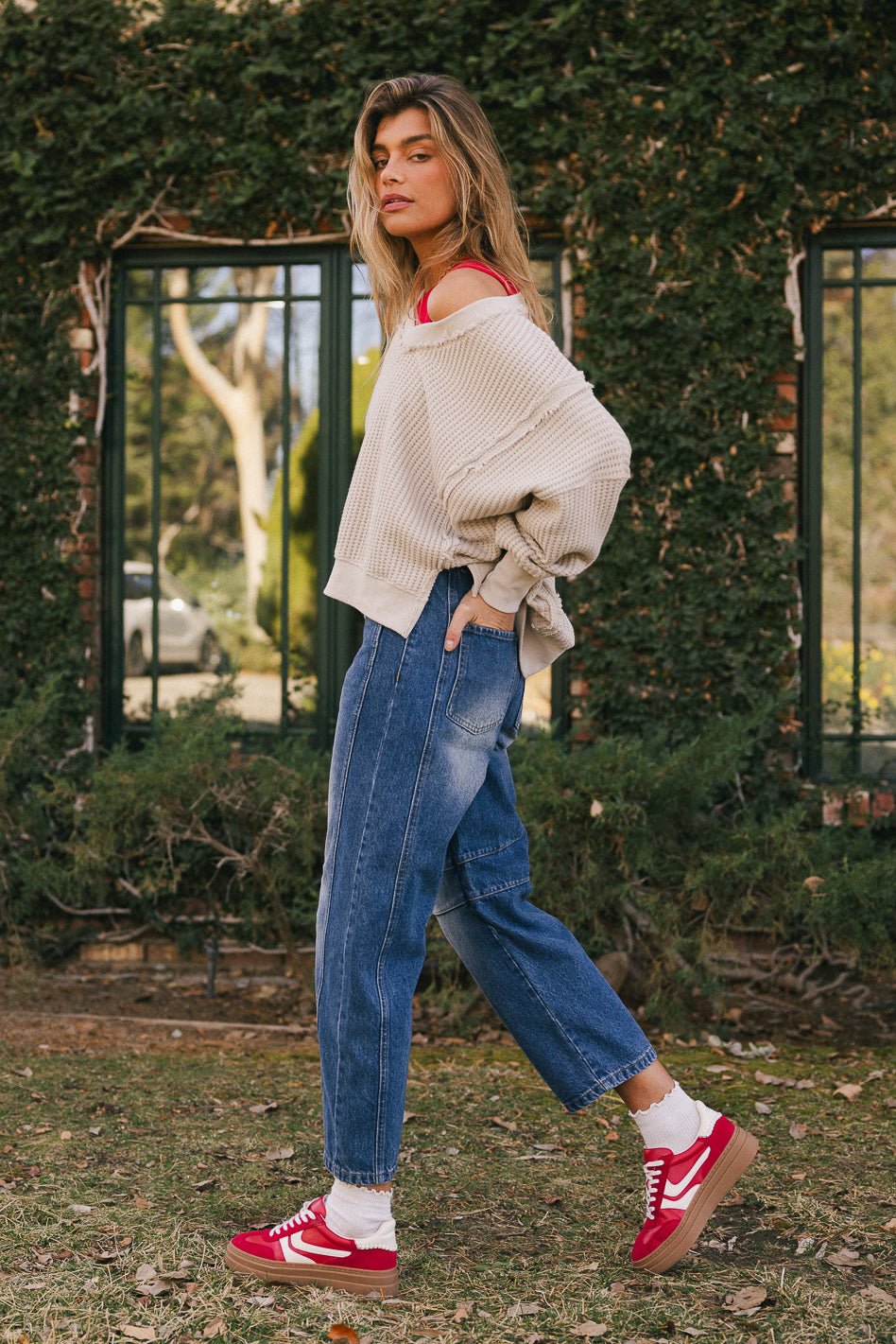 Knit top in tan