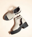 Rounded toe heeled sandals in beige