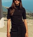 black mock neck top