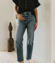 straight leg denim in medium wash