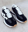 leather sole black and white sneakers