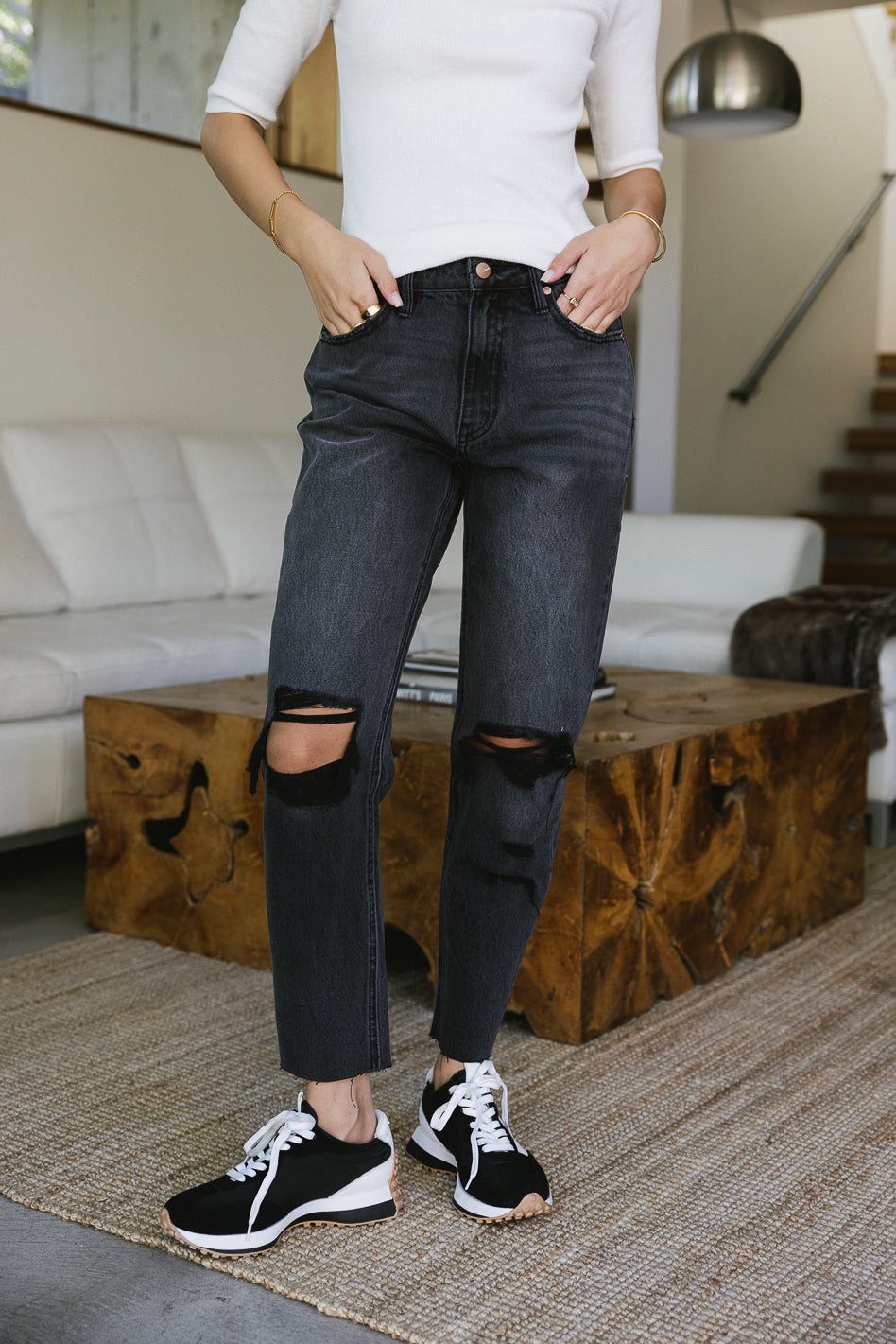 distressed denim in black