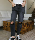 distressed denim in black