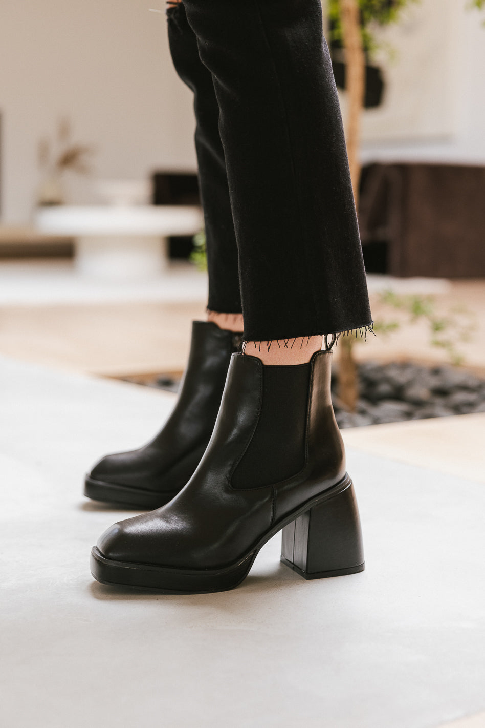 black heeled boots