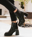 black chunky heel boot