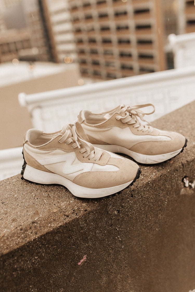 natural sneakers with black gumsole