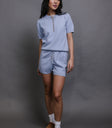 Shorts paired with a comfy top