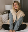 Front buttons puffer vest in cream
