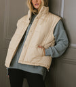 cream puffer vest