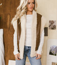 leather vest in brown with sherpa detail