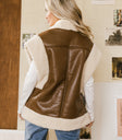 Vegan leather vest in brown