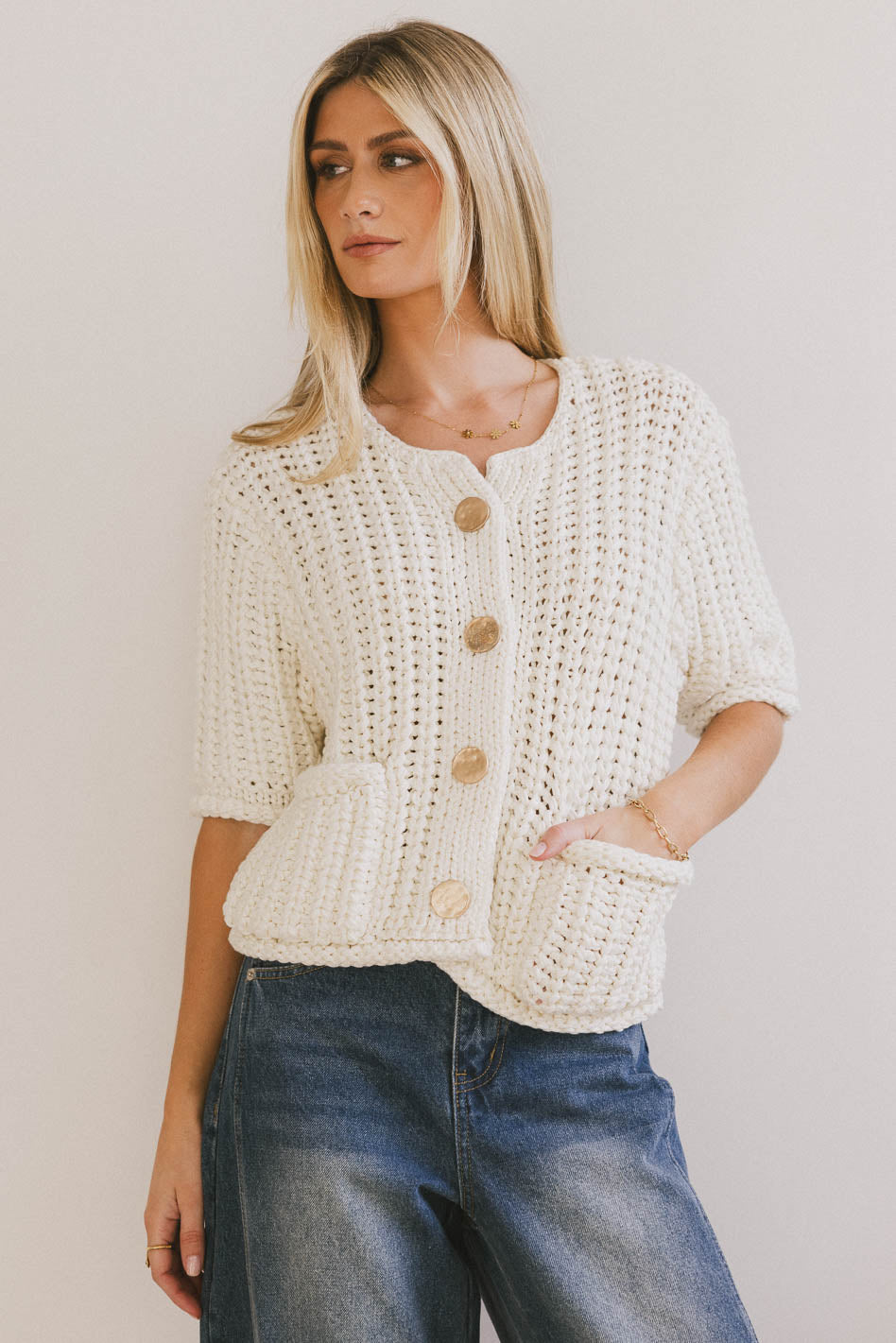 gold buttoned shirt