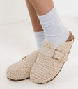 cream buckle slippers