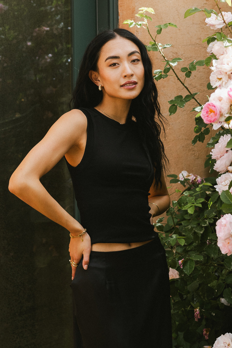 RIBBED TANK IN BLACK