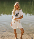 Alex Colorblock Denim Shorts in Cream - FINAL SALE