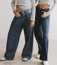 wide leg dark wash denim