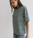 teal and white striped tee