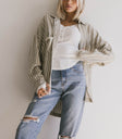sage oversized button up