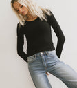 long sleeve basic top in black
