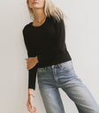 black round neck top with long sleeves