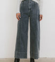 dark wash wide leg denim