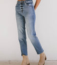 straight leg denim wash jeans