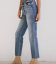 denim jeans with raw hem