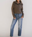 cable knit sweater with buttons