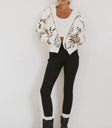 zip up hoodie in white and black