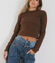 RIBBED BASIC LONG SLEEVE IN BROWN