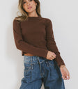 BROWN CROP TOP WITH LONG SLEEVES