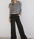 BLACK WIDE LEG DENIM JEANS WITH CUFF