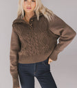 BUTTON DETAIL CABLE KNIT CARDIGAN