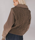 CABLE KNIT CARDIGAN WITH COLLAR
