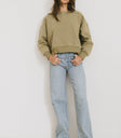raw hem sweater in green
