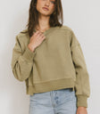 raw hem green cropped sweater top