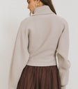 ribbed turtleneck sweater in tan