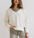knit detail sweater in ivory