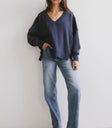 v-neck navy sweater