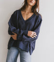 Ellis Waffle Knit Top in Navy - FINAL SALE
