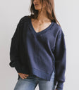 waffle detail knit sweater in navy