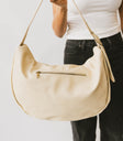 woven tote in ivory with back zipper