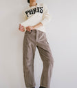 corduroy pants with white paris sweater
