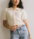 collared button up top with pink lace