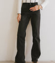 black straight leg denim jeans